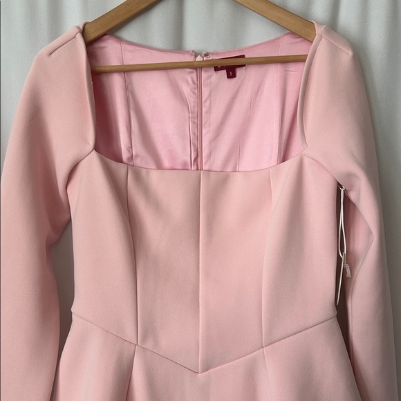 Staud NWT Belinda Cherry Blossom Pink Long Sleeve Mini Dress **Size 8** 🌸🌸 - Picture 7 of 14